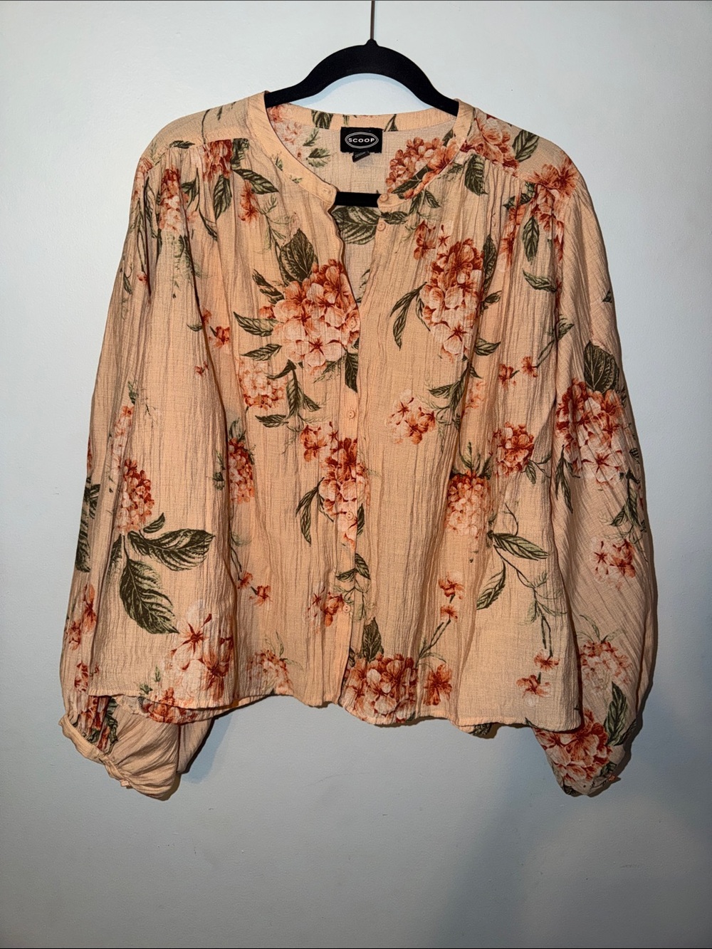 Scoop Floral Peasant Blouse